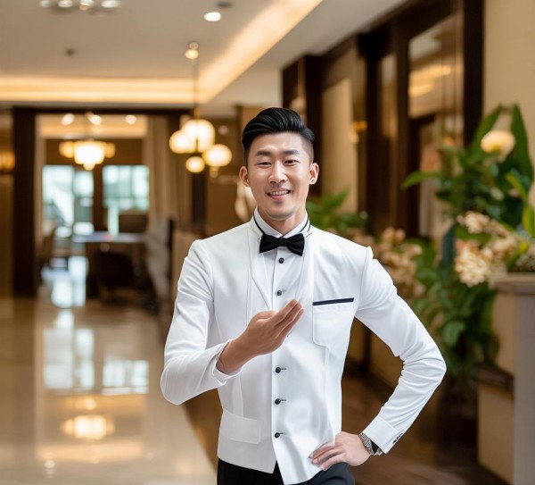 高档酒店服务员的鞠躬礼仪，细节里的温度与专业