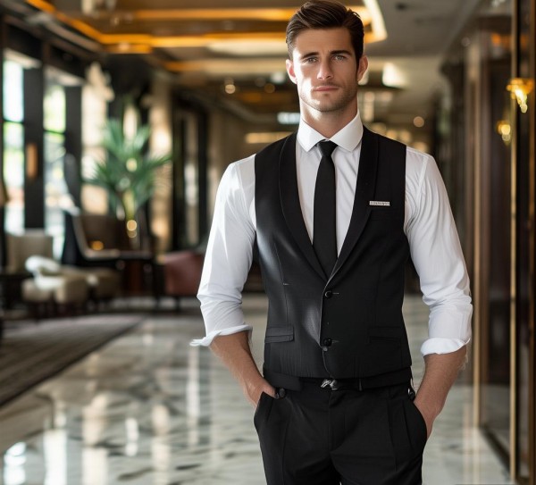 酒店服务生站姿礼仪图片，规范细节与专业风采的体现